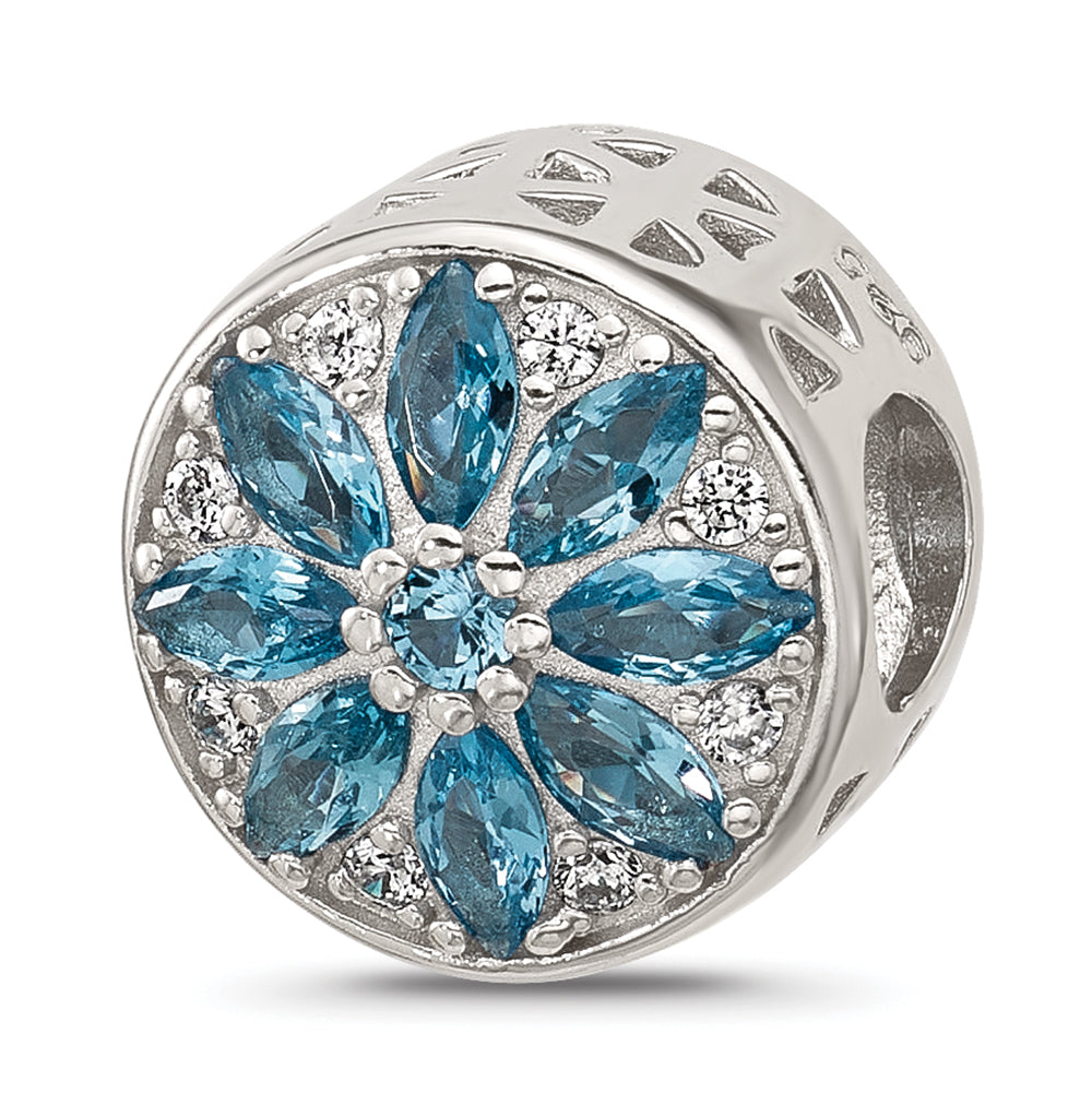 Sterling Silver Reflections Blue Spinel & CZ Snowflake Bead Main image