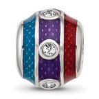 Sterling Silver Reflections Enamel 3 Colored Bead with Crystal Bead