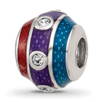 Sterling Silver Reflections Enamel 3 Colored Bead with Crystal Bead