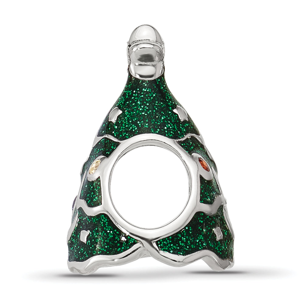 Sterling Silver Reflections Enamel CZ Christmas Tree Bead Secondary image