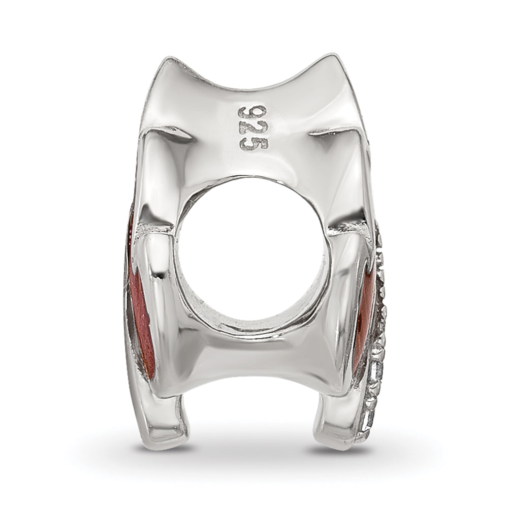 Sterling Silver Reflections CZ Enamel Ember Red Leaf