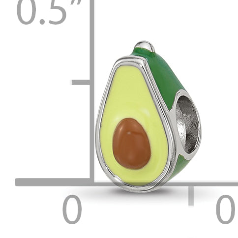 Sterling Silver Reflections Kids Enamel Avacado Half With Pit Bead