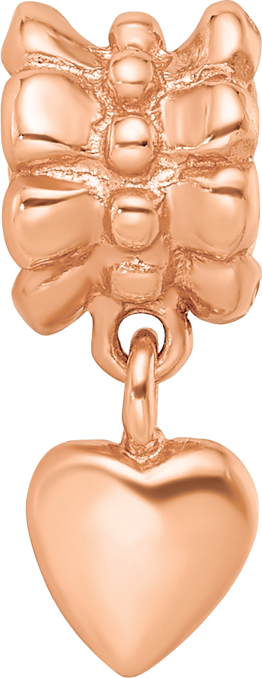 Sterling Silver Reflections Rose Gold-plated Heart Dangle Bead