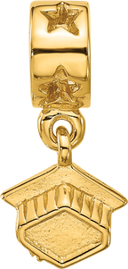 Sterling Silver Reflections Gold-plated Graduation Cap Dangle Bead