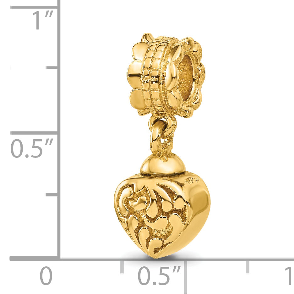 Sterling Silver Reflections Gold-plated Heart Ash Holder Dangle Bead