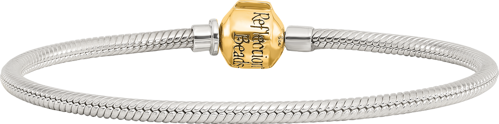 Silver/14K Two-Tone 2mm Bead Bracelet