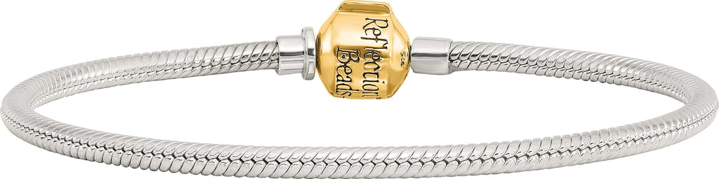 Reflection Beads Sterling Silver & 14K White Gold Clasp Bead Bracelet - Sophia Jewelers