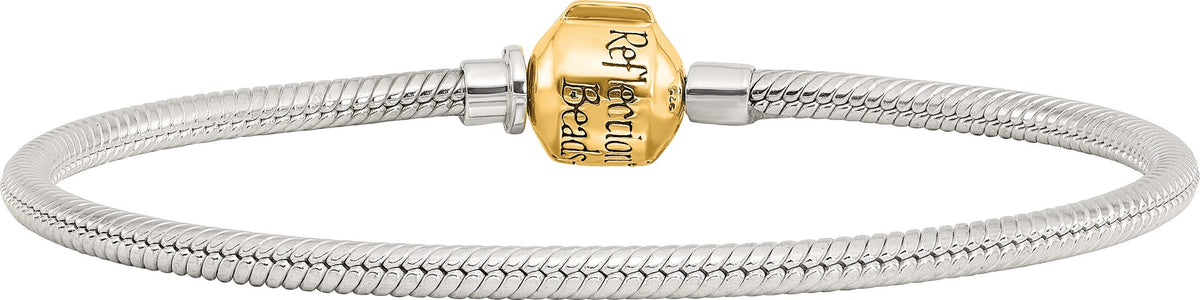 Reflection Beads Sterling Silver & 14K White Gold Clasp Bead Bracelet - Sophia Jewelers