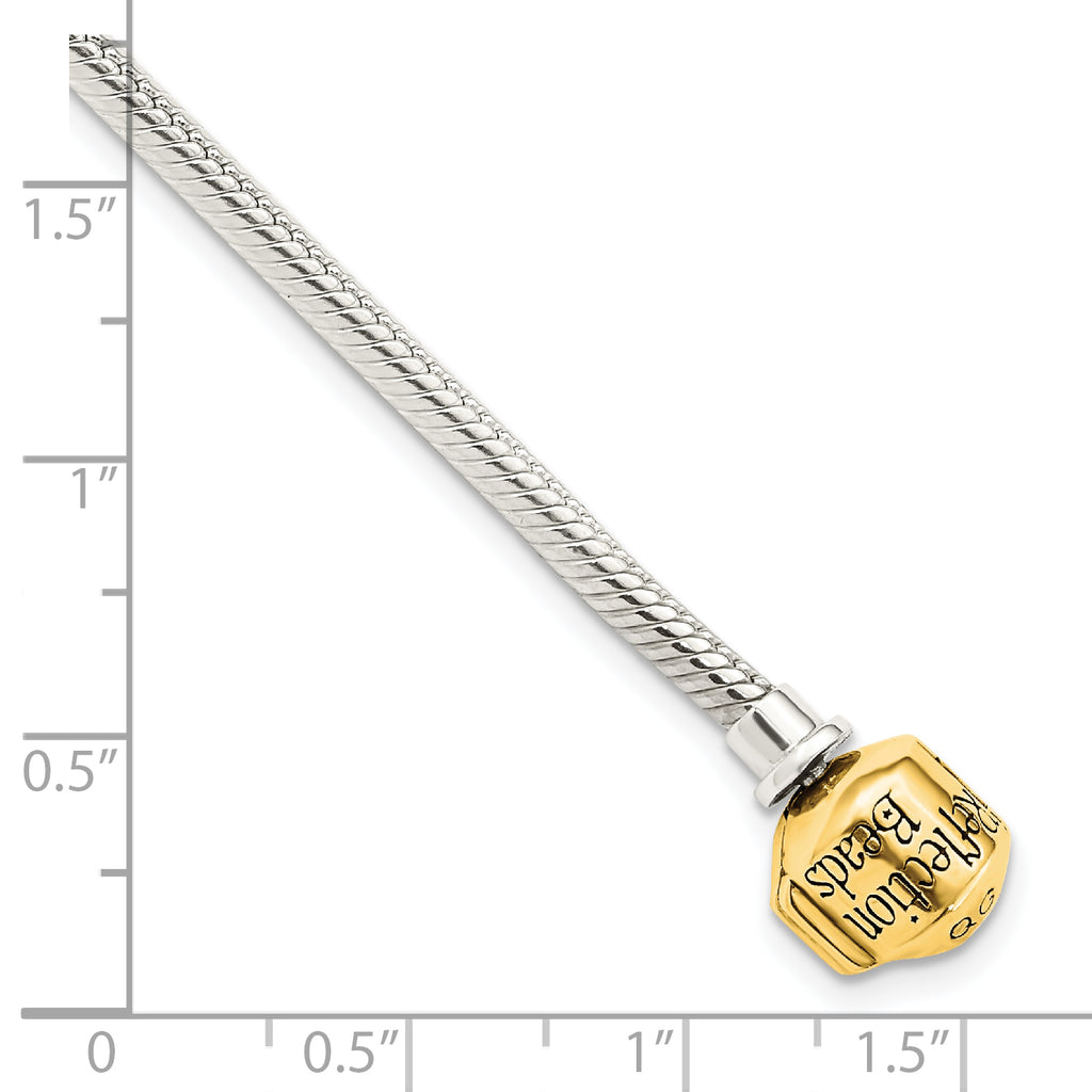 Silver/14K Two-Tone 2mm Bead Bracelet