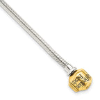 Silver/14K Two-Tone 2mm Bead Bracelet