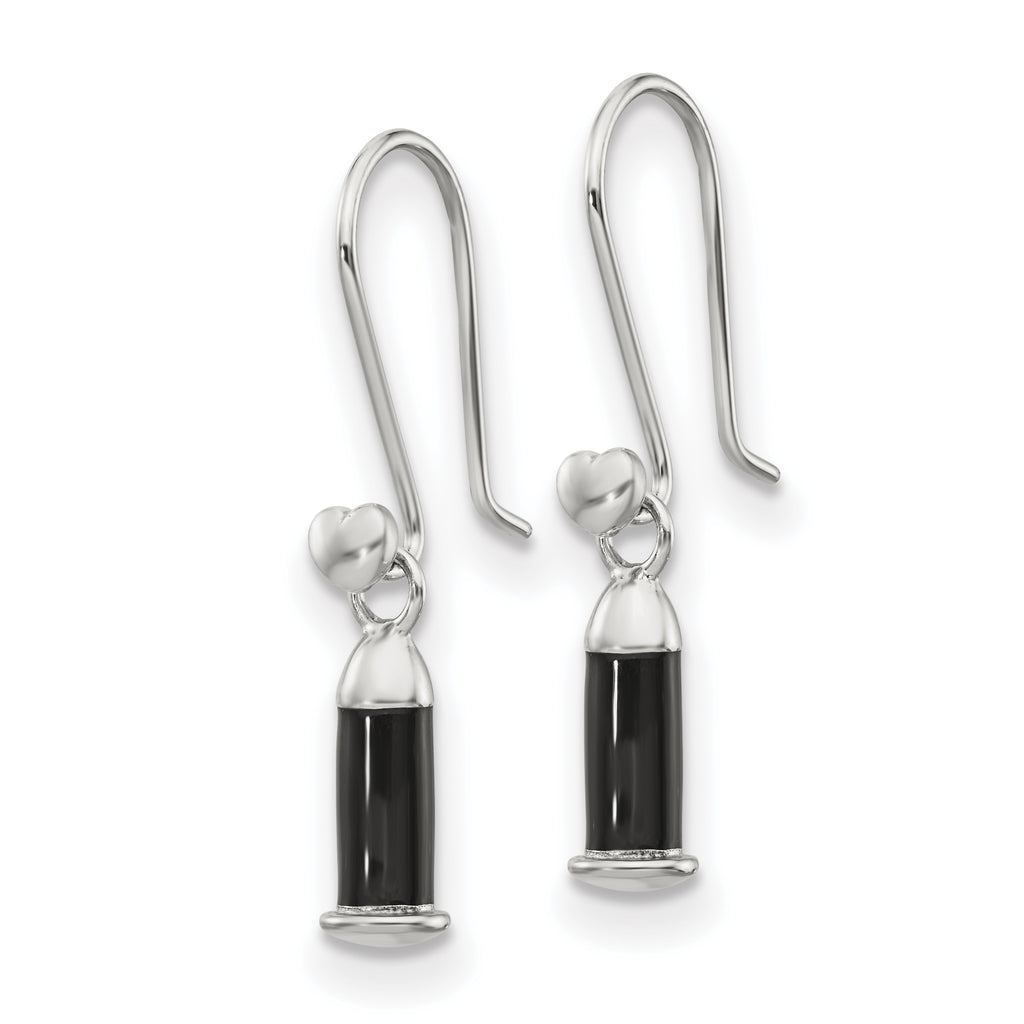 Sterling Silver Reflections Rh-plated Enamel Heart Shepherd Hook Earrings