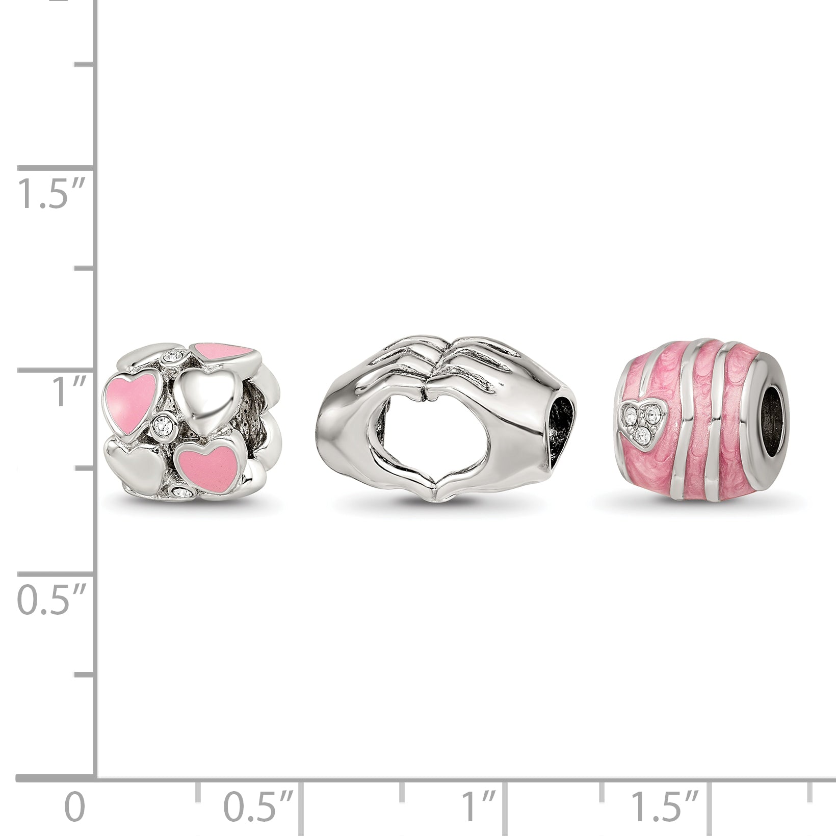 Sterling Silver Reflections Hearts of Love Boxed Bead Set