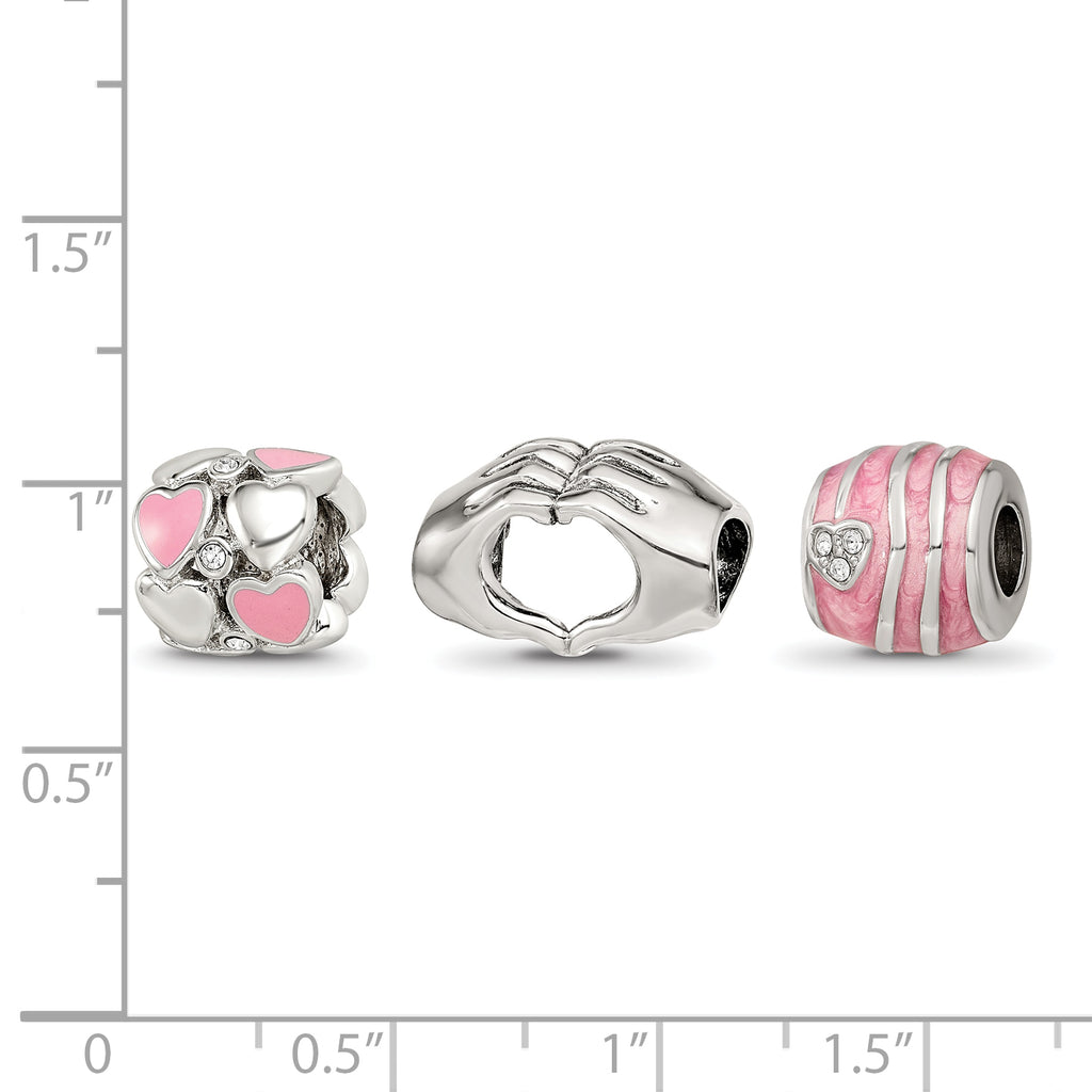 Sterling Silver Reflections Hearts of Love Boxed Bead Set