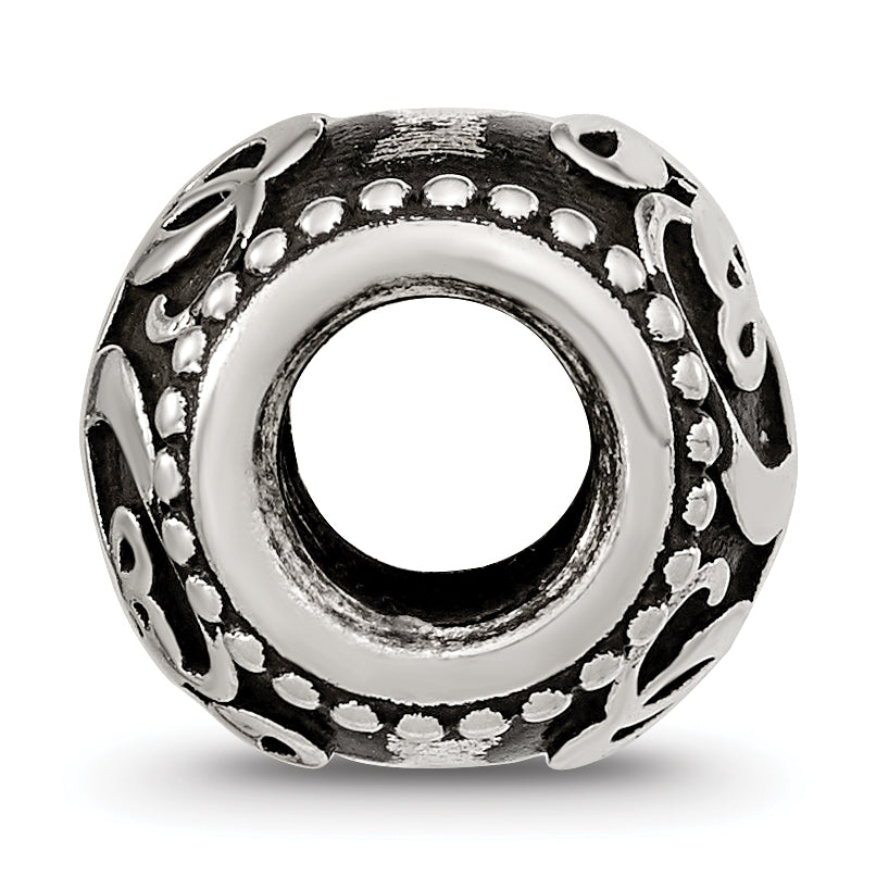 Sterling Silver Reflections Oxidized Personalized Monogram Bead Secondary image