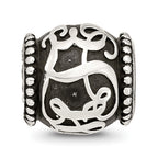 Sterling Silver Reflections Oxidized Personalized Monogram Bead