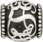 Sterling Silver Reflections Oxidized Personalized Monogram Bead