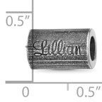 Sterling Silver Reflections Oxidized Personalized Cylinder Bead