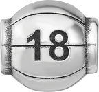 Sterling Silver Reflection Personalized Basketball Bead
