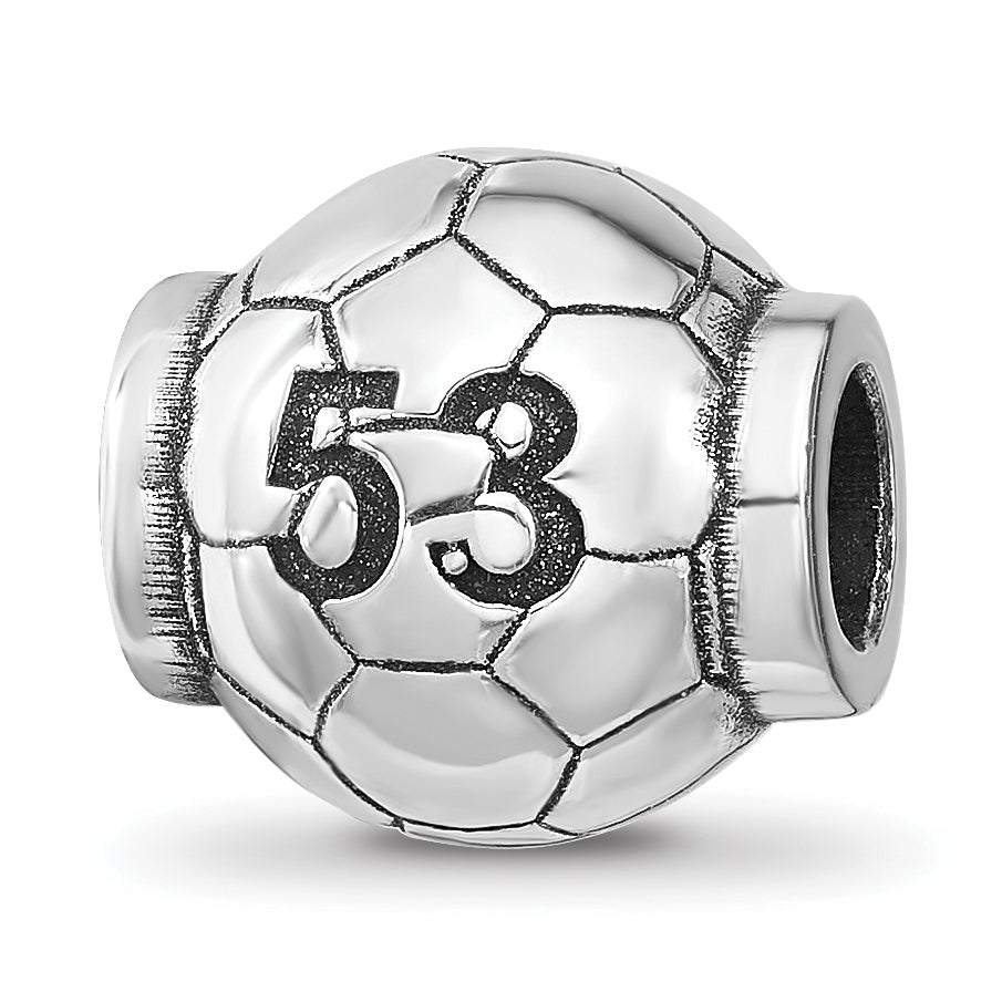 Sterling Silver Reflection Personalized Soccer Ball Bead Main image