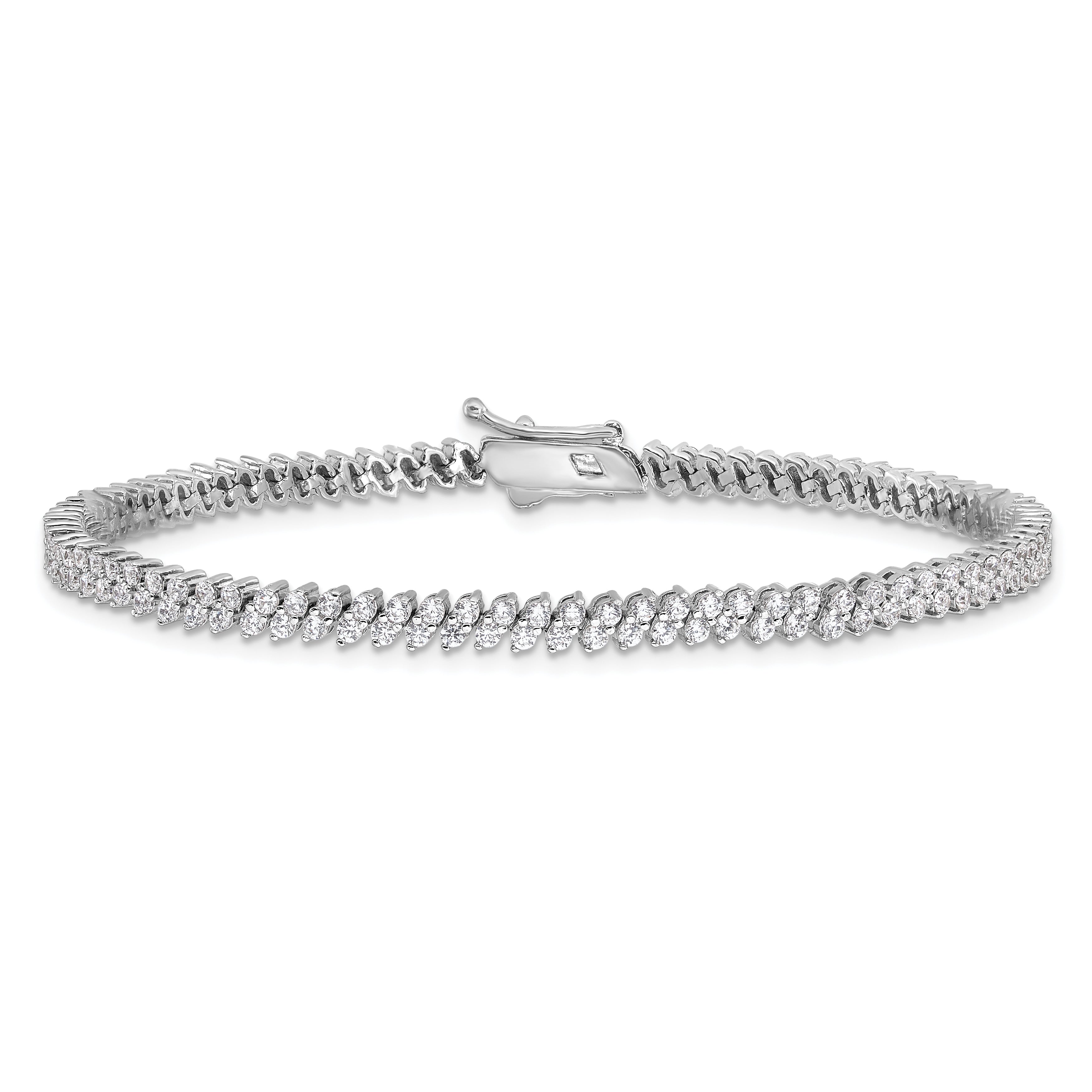 Sterling Shimmer Sterling Silver Rhodium-plated CZ 174 Stone 7 inch Bracelet