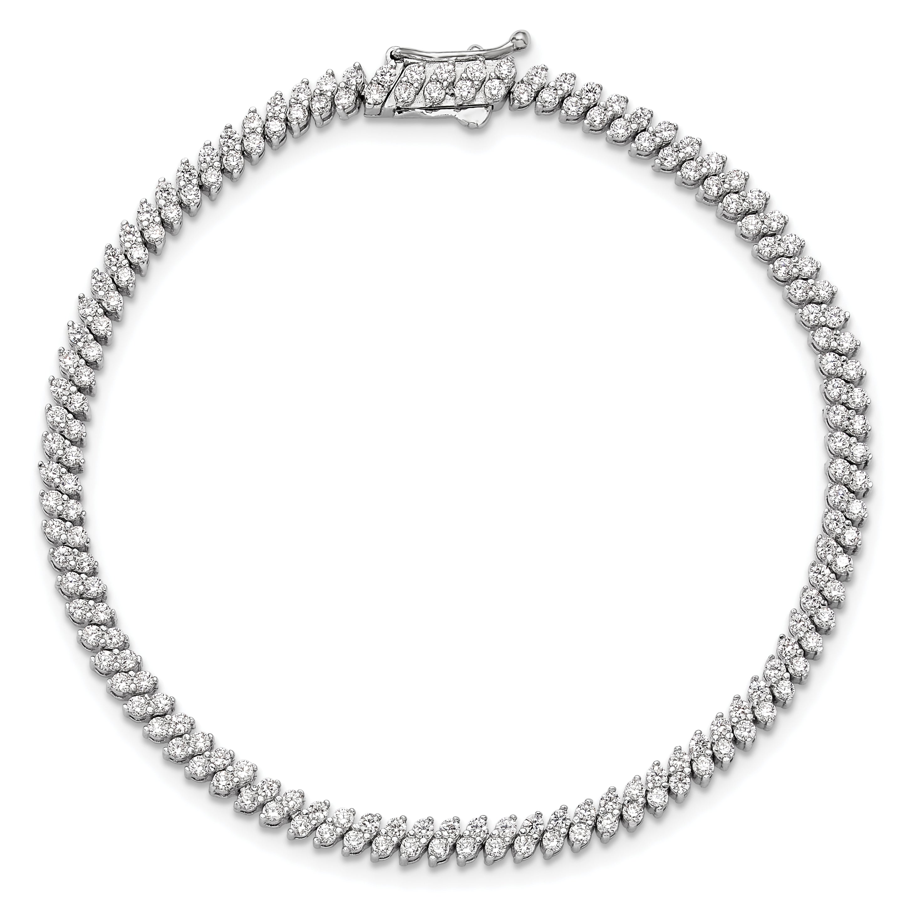 Sterling Shimmer Sterling Silver Rhodium-plated CZ 174 Stone 7 inch Bracelet