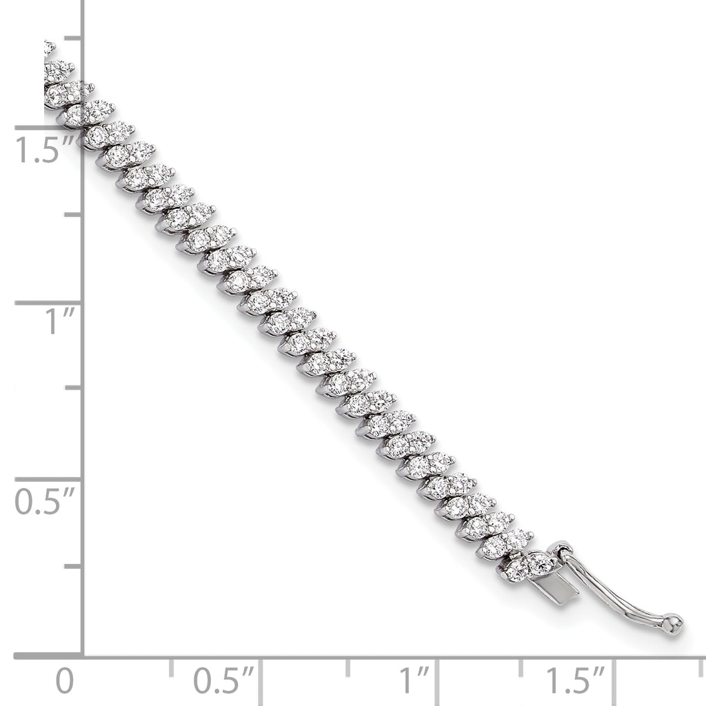 Sterling Shimmer Sterling Silver Rhodium-plated CZ 174 Stone 7 inch Bracelet