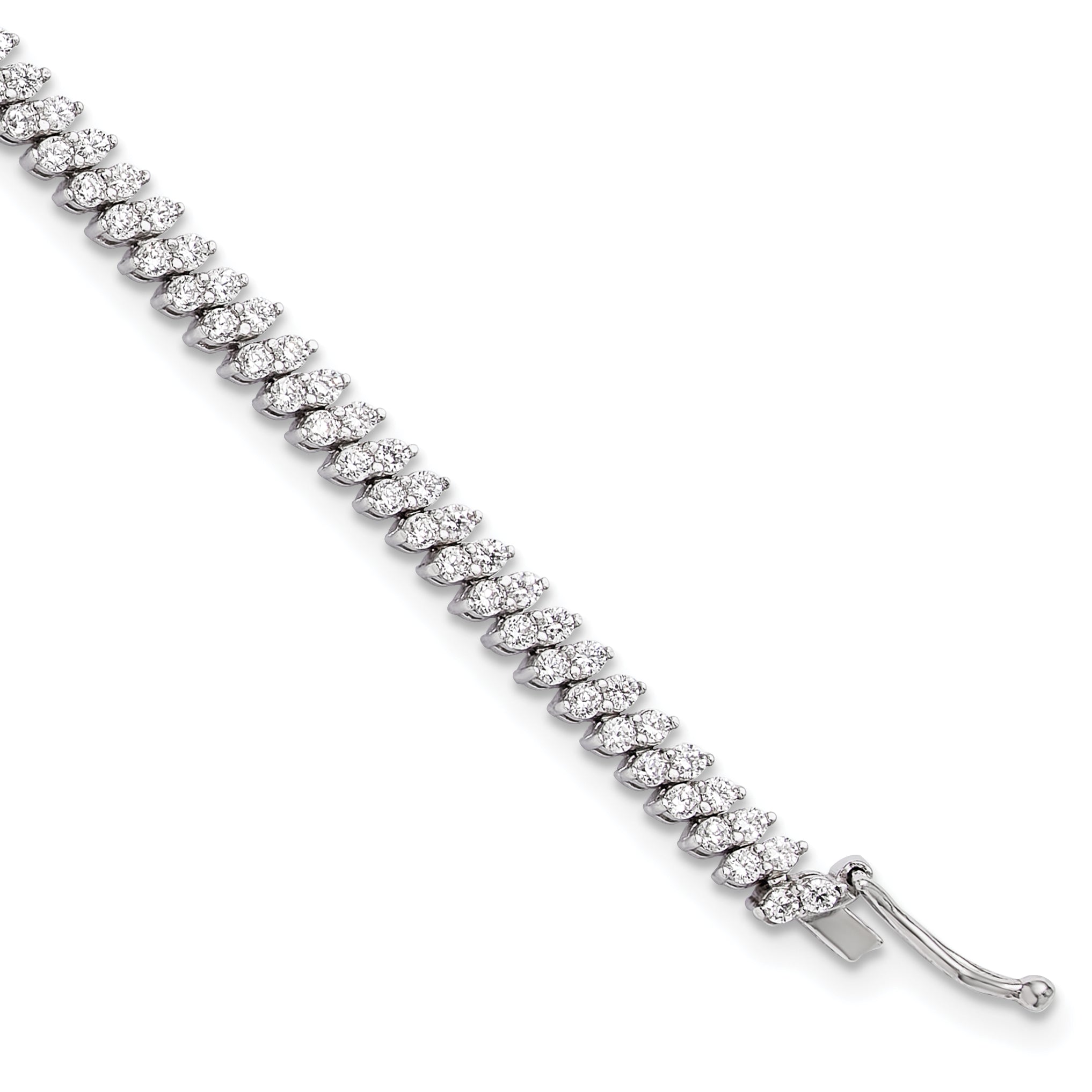 Sterling Shimmer Sterling Silver Rhodium-plated CZ 174 Stone 7 inch Bracelet