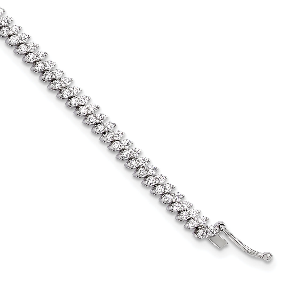 Sterling Shimmer Sterling Silver Rhodium-plated CZ 174 Stone 7 inch Bracelet