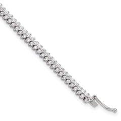 Sterling Shimmer Sterling Silver Rhodium-plated CZ 174 Stone 7 inch Bracelet