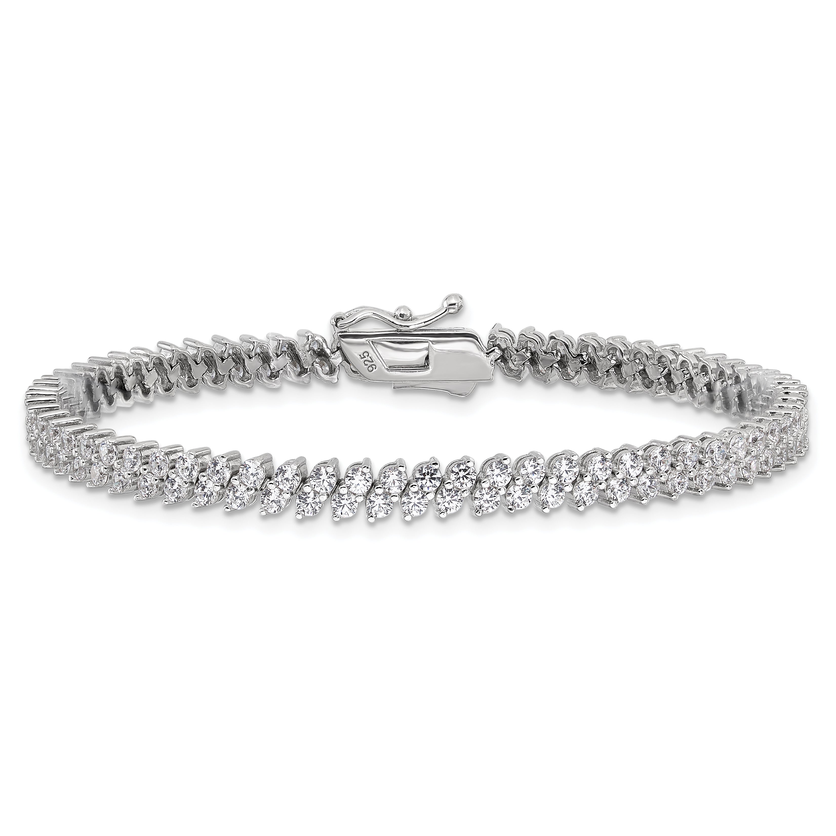Sterling Shimmer Sterling Silver Rhodium-plated CZ 138 Stone 7 inch Bracelet