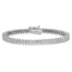 Sterling Shimmer Sterling Silver Rhodium-plated CZ 138 Stone 7 inch Bracelet