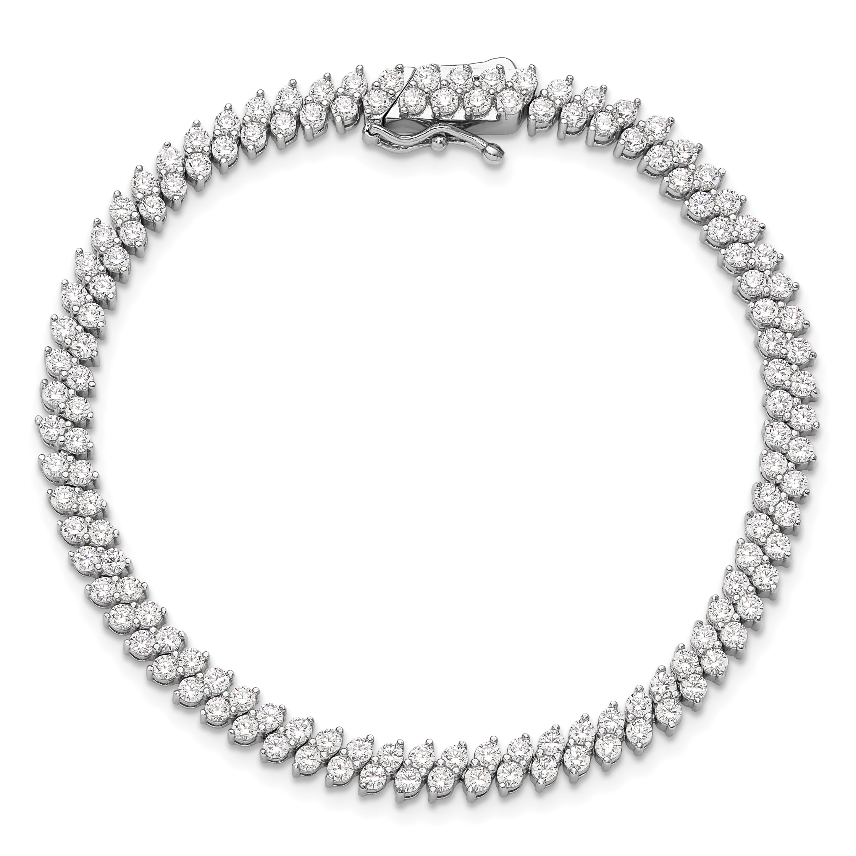 Sterling Shimmer Sterling Silver Rhodium-plated CZ 138 Stone 7 inch Bracelet