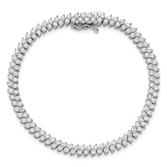 Sterling Shimmer Sterling Silver Rhodium-plated CZ 138 Stone 7 inch Bracelet