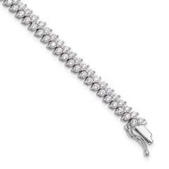 Sterling Shimmer Sterling Silver Rhodium-plated CZ 138 Stone 7 inch Bracelet