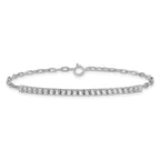 Sterling Shimmer Sterling Silver Rhodium-plated CZ 23 Stone 7 inch Paperclip Link Bracelet