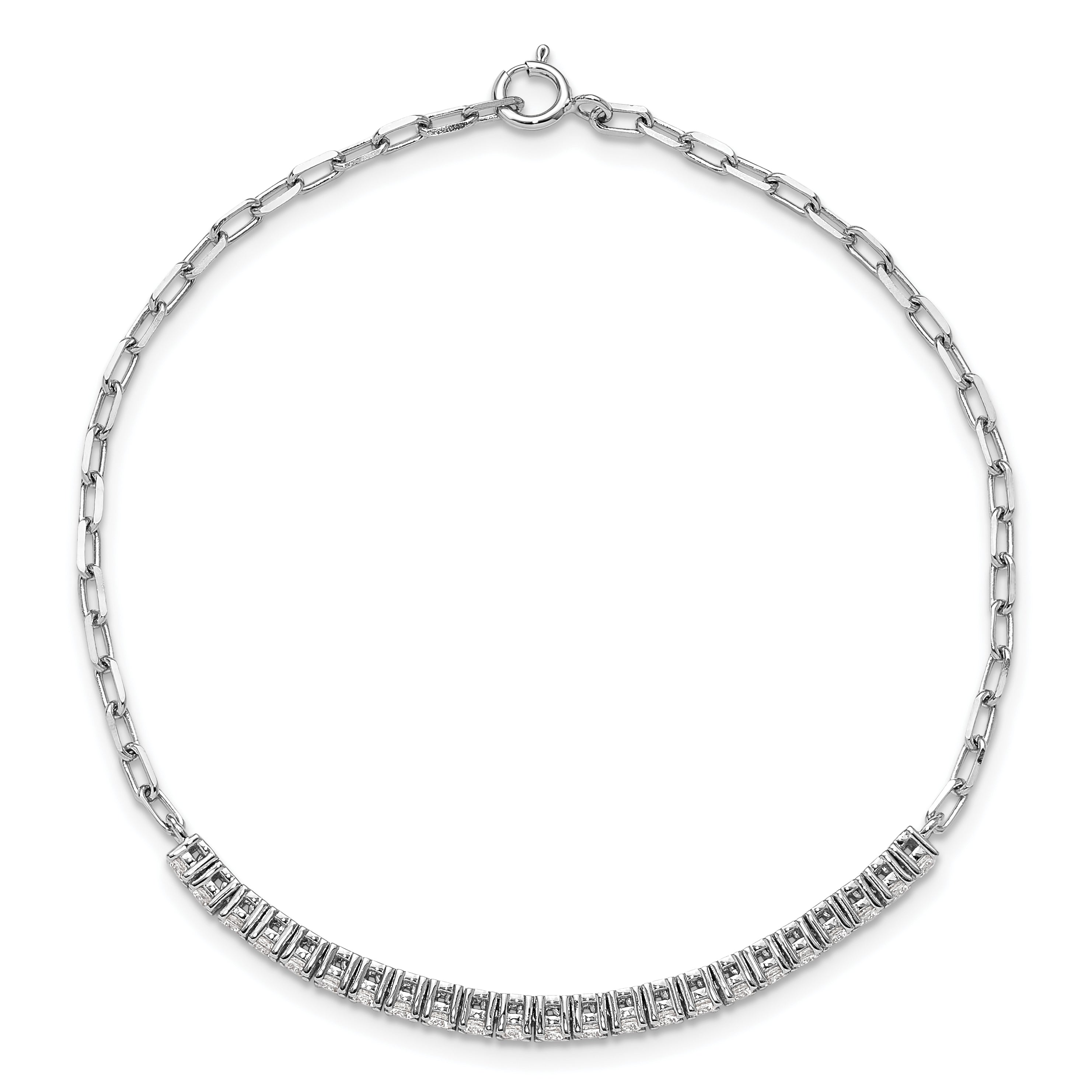 Sterling Shimmer Sterling Silver Rhodium-plated CZ 23 Stone 7 inch Paperclip Link Bracelet