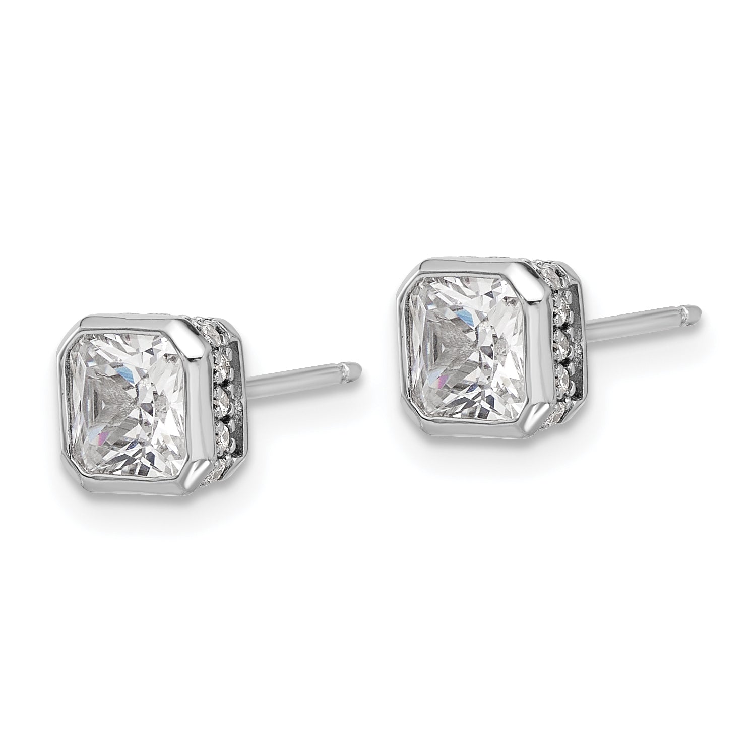 Sterling Shimmer Sterling Silver Rhodium-plated CZ 34 Stone Square Post Earrings Secondary image