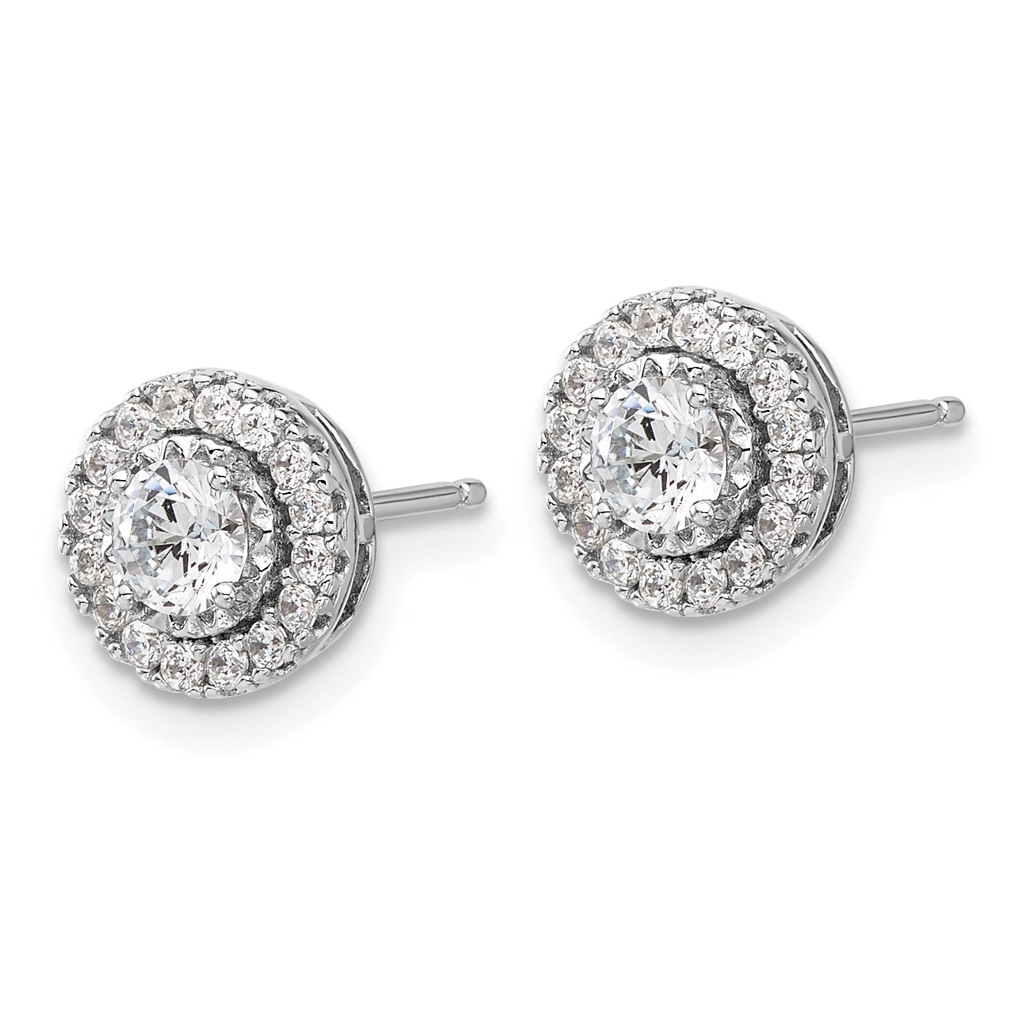 Sterling Shimmer Sterling Silver Rhodium-plated CZ 34 Stone Round Post Earrings Secondary image