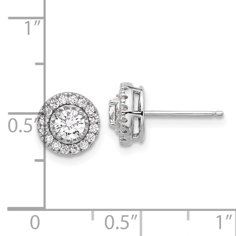 Sterling Shimmer Sterling Silver Rhodium-plated CZ 34 Stone Round Post Earrings