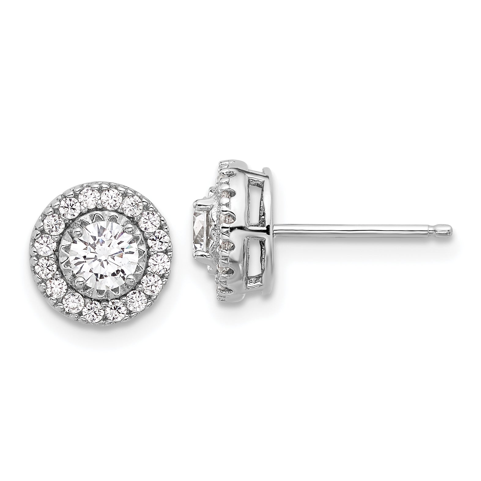 Sterling Shimmer Sterling Silver Rhodium-plated CZ 34 Stone Round Post Earrings