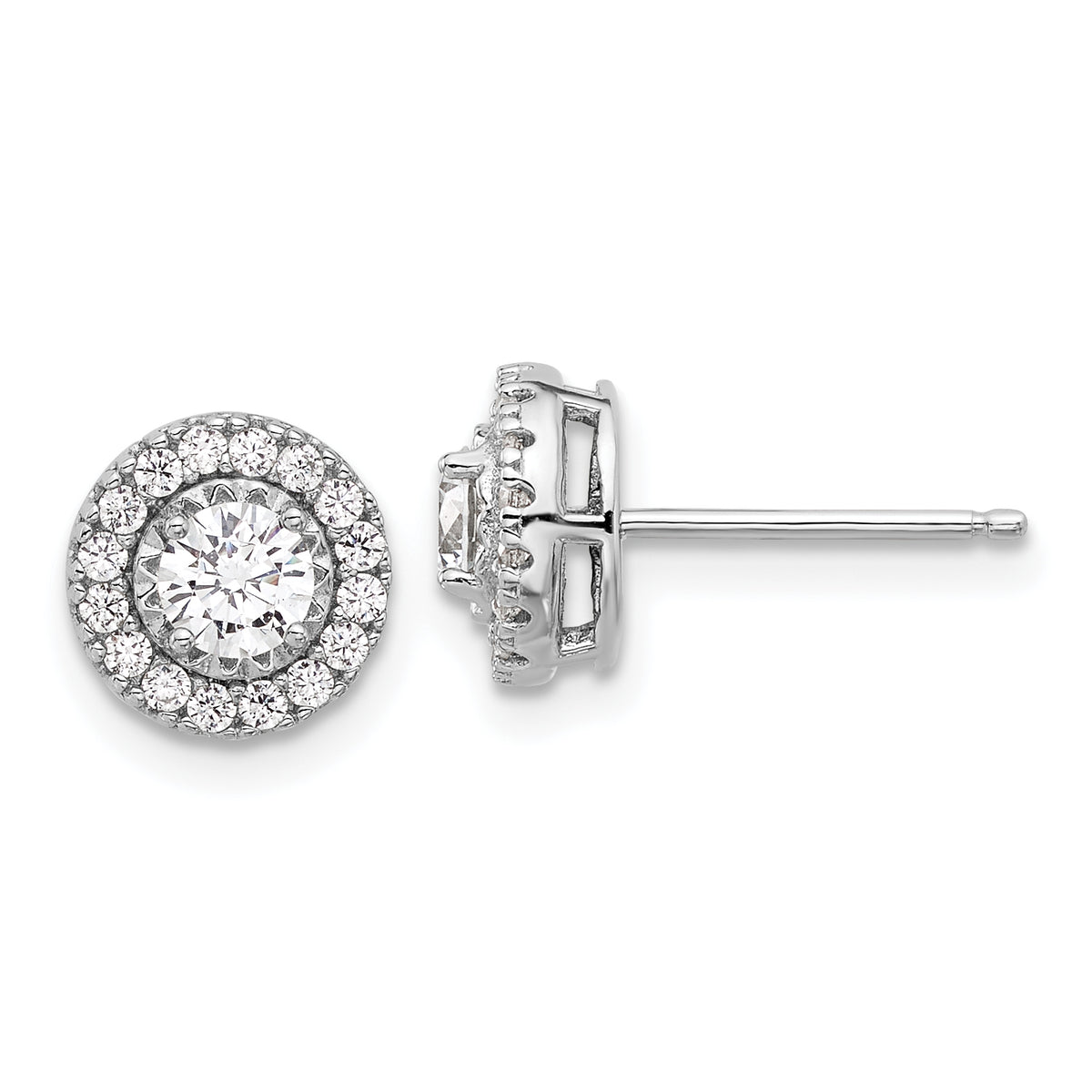 Sterling Shimmer Sterling Silver Rhodium-plated CZ 34 Stone Round Post Earrings