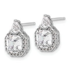 Sterling Shimmer Sterling Silver Rhodium-plated CZ 38 Stone Teardrop Post Earrings