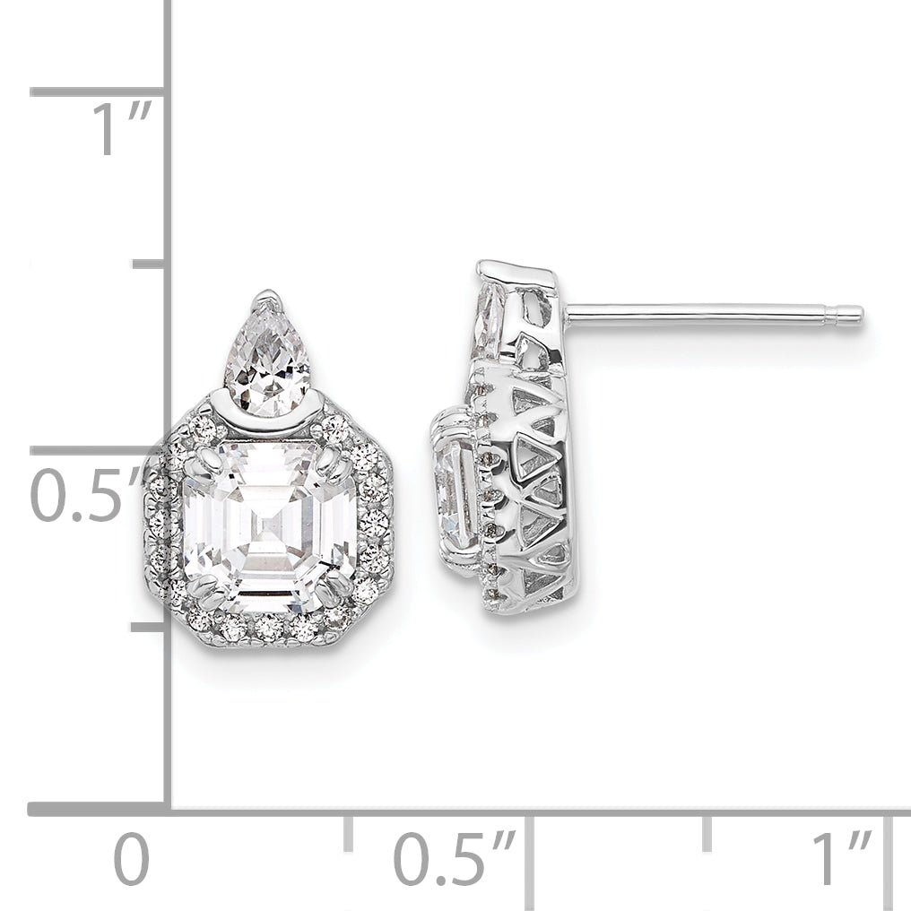 Sterling Shimmer Sterling Silver Rhodium-plated CZ 38 Stone Teardrop Post Earrings
