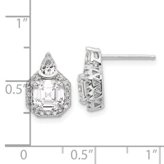 Sterling Shimmer Sterling Silver Rhodium-plated CZ 38 Stone Teardrop Post Earrings