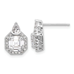 Sterling Shimmer Sterling Silver Rhodium-plated CZ 38 Stone Teardrop Post Earrings