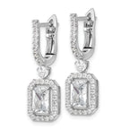 Sterling Shimmer Sterling Silver Rhodium-plated CZ 64 Stone Hinged Post Dangle Hoop Earrings