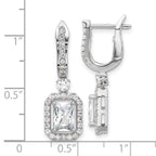 Sterling Shimmer Sterling Silver Rhodium-plated CZ 64 Stone Hinged Post Dangle Hoop Earrings