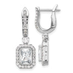 Sterling Shimmer Sterling Silver Rhodium-plated CZ 64 Stone Hinged Post Dangle Hoop Earrings