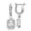 Sterling Shimmer Sterling Silver Rhodium-plated CZ 64 Stone Hinged Post Dangle Hoop Earrings