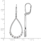 Sterling Shimmer Sterling Silver Rhodium-plated CZ 96 Stone Teardrop Dangle Leverback Earrings